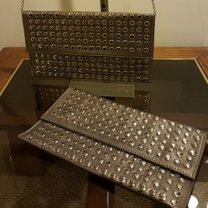 NEW! Pewter studded envelope clutch
